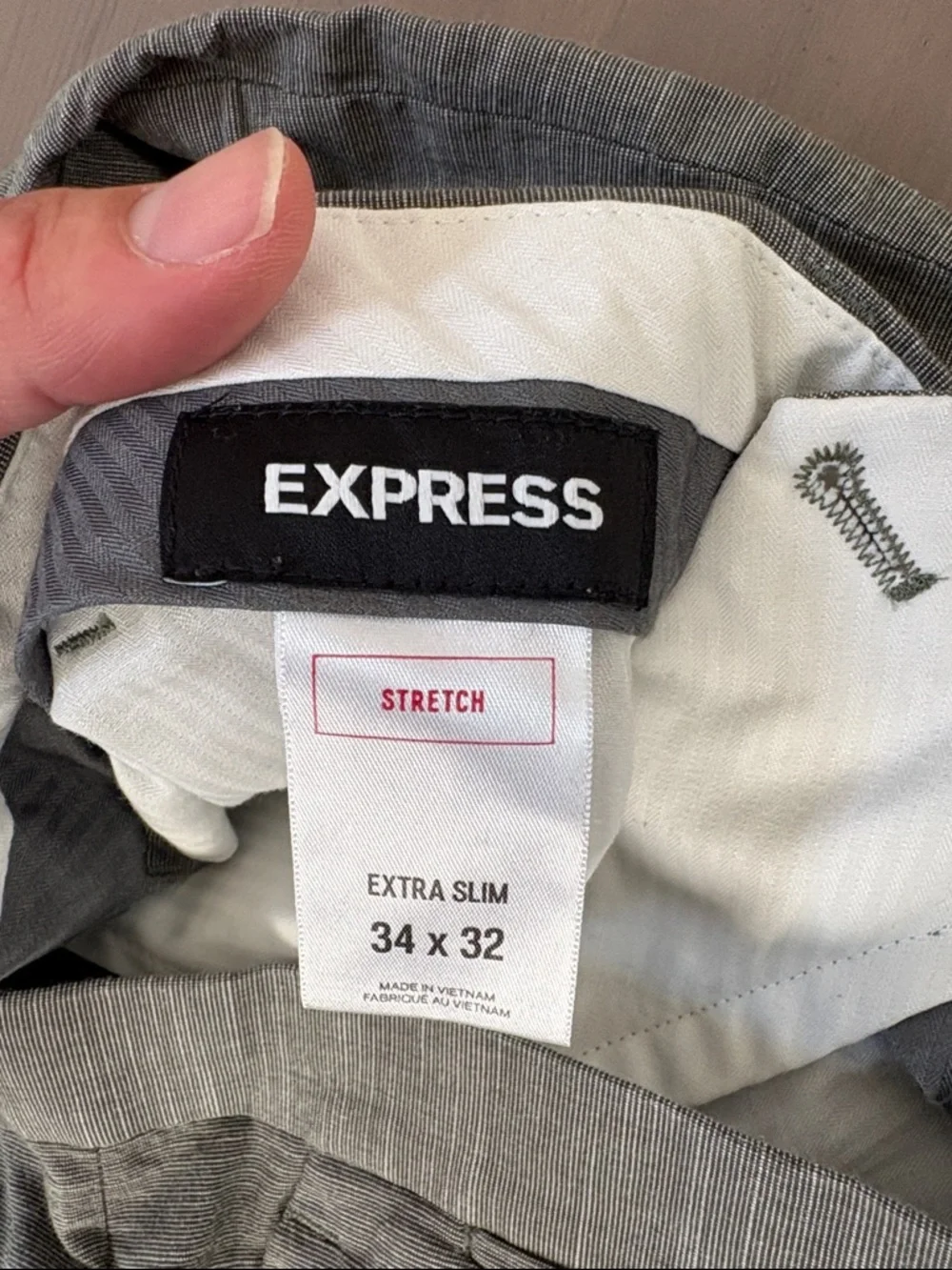 Express Men's Olive Dress Stretch Extra Slim Pants Size 34 x 32